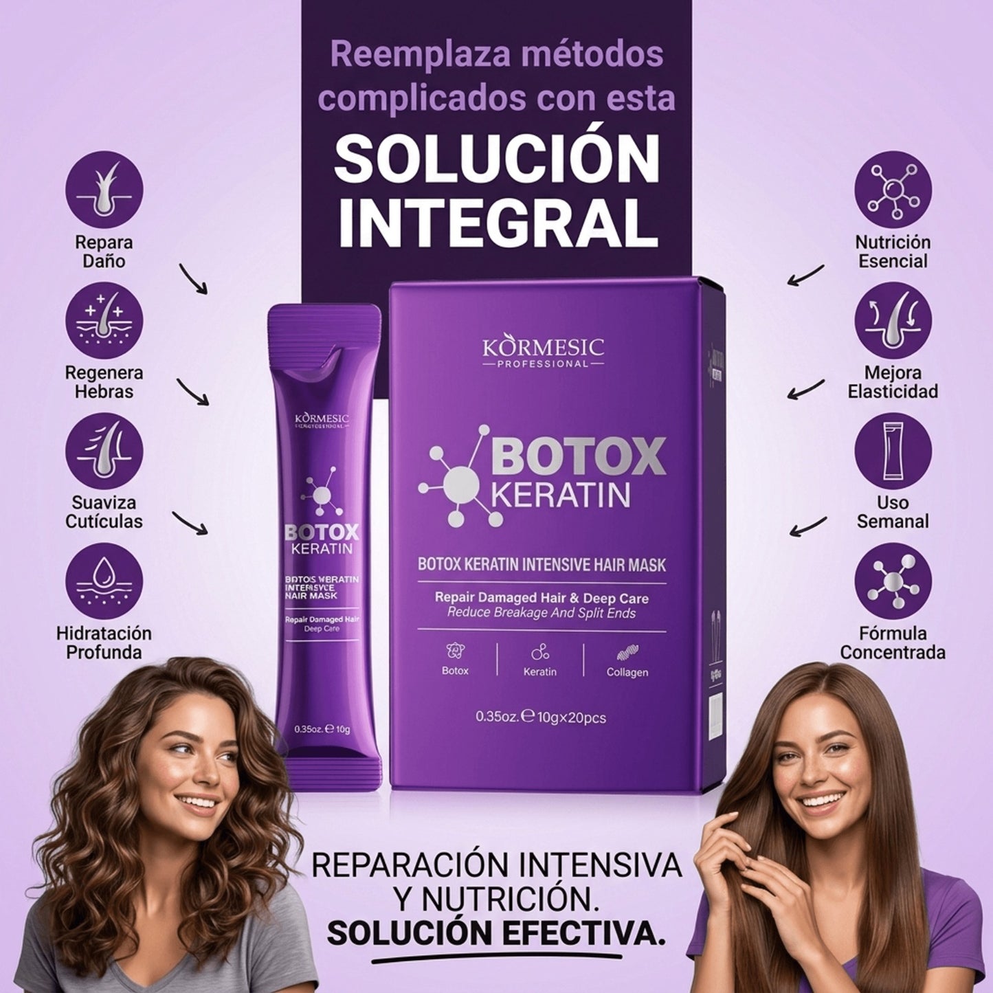 Botox Capilar Reparador con Keratina y Colágeno x20 Sobres✨