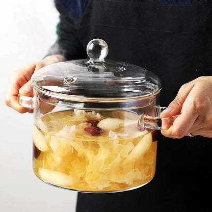 GlassChef™ Olla De Vidrio Grueso Borosilicato 1500ml Multifuncional con Tapa🍲🍥