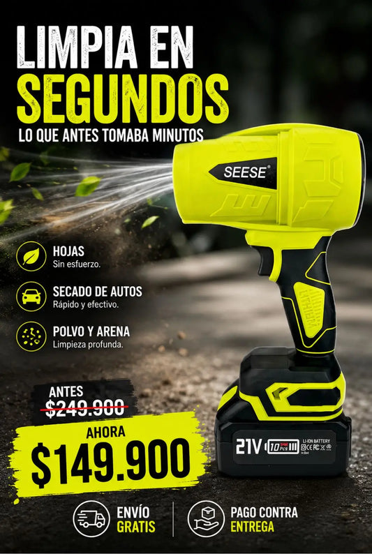 Soplador Turbo Inalámbrico 21V Ultra Potente | Limpieza de Autos, Patio, Jardín y Hogar