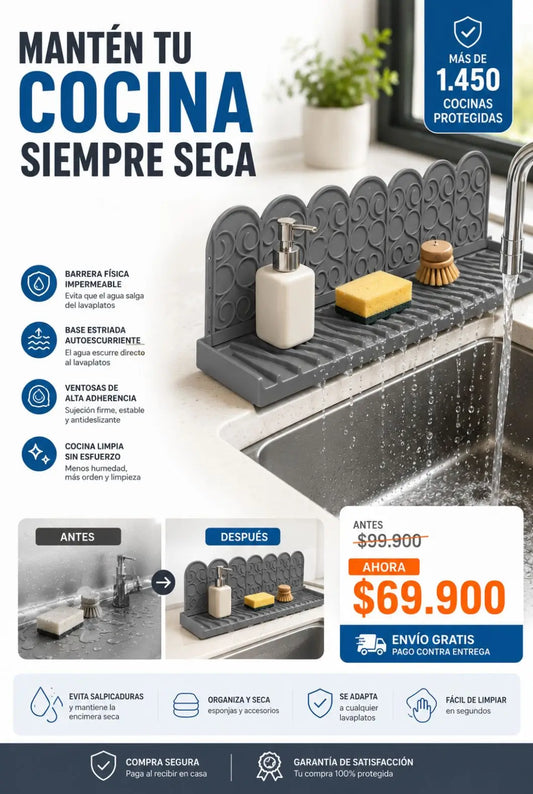 Protector Anti salpicaduras para Lavaplatos con Bandeja Organizadora