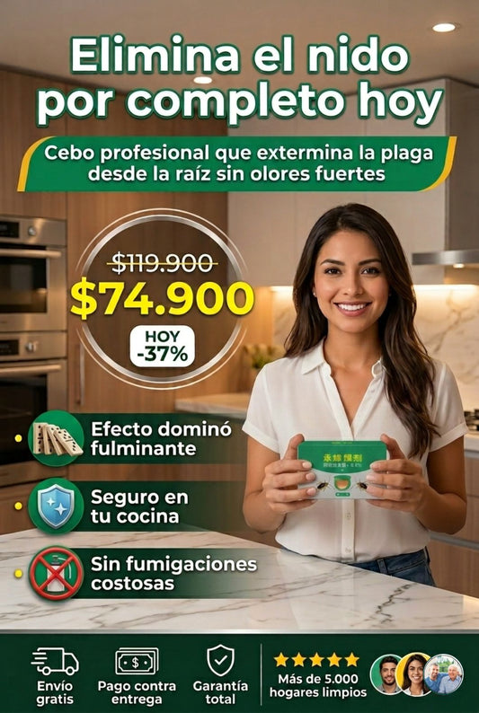 cebo  para exterminar cucarachas desde el nido caja x12 unidades