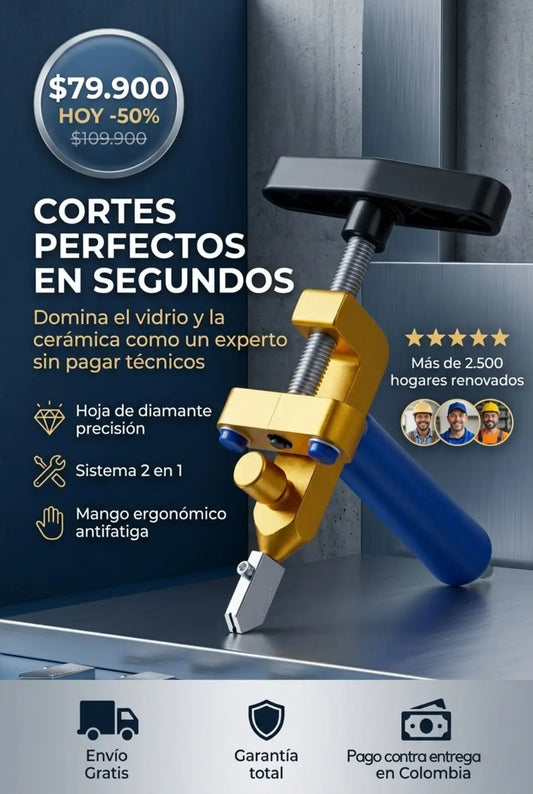 Cortador Manual 2 en 1 para Vidrio y Cerámica con Hoja de Diamante de Precisión