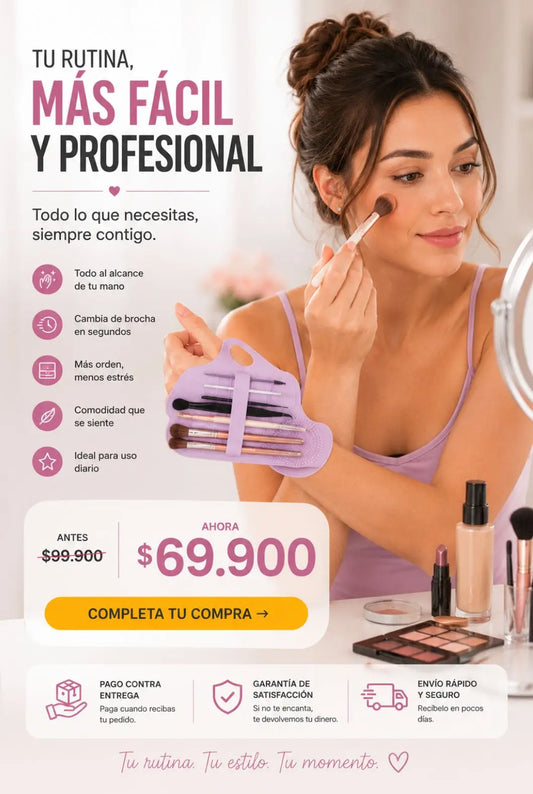 Pulsera Organizadora de Maquillaje de Silicona Multifuncional Ajustable Manos Libres