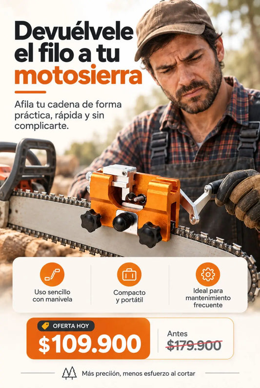 Afilador Portátil para Cadenas de Motosierra | 6,8 × 5,5 cm | Recupera el Filo Fácilmente