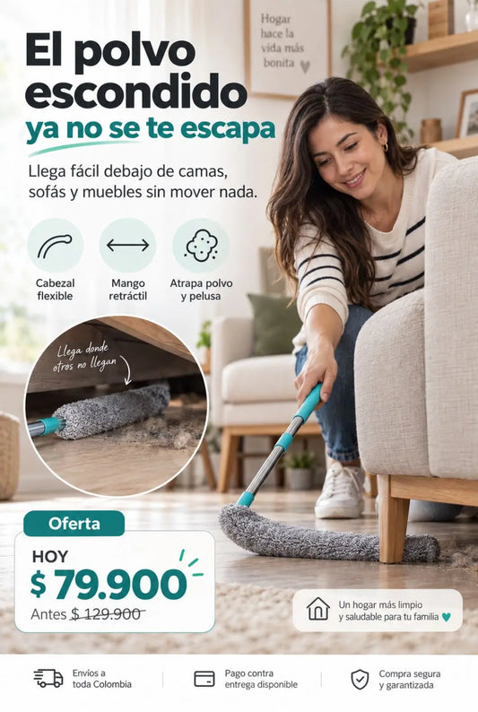 Cepillo Quitapolvo Retráctil Flexible 127 cm | Limpieza profunda en rincones difíciles