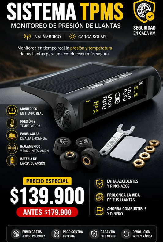 Medidor Presión Aire Llantas Inalambrico Solar