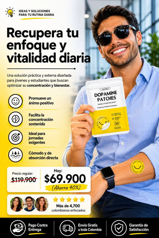 ✨ Parches Adhesivos de Dopamina x30 | Bienestar, concentración y ánimo positivo diario
