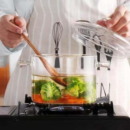 GlassChef™ Olla De Vidrio Grueso Borosilicato 1500ml Multifuncional con Tapa🍲🍥