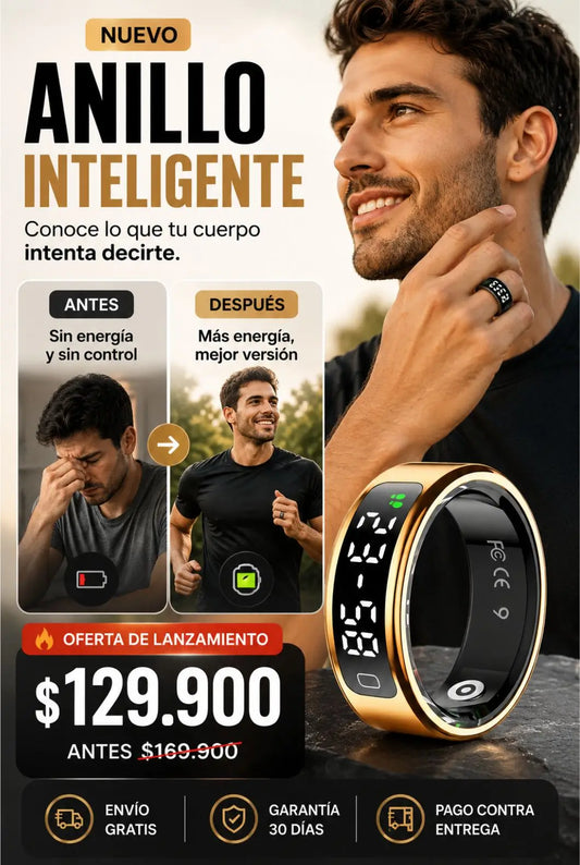 Anillo Inteligente Multifunción + Monitoreo 24/7 + Control Total de tu Bienestar