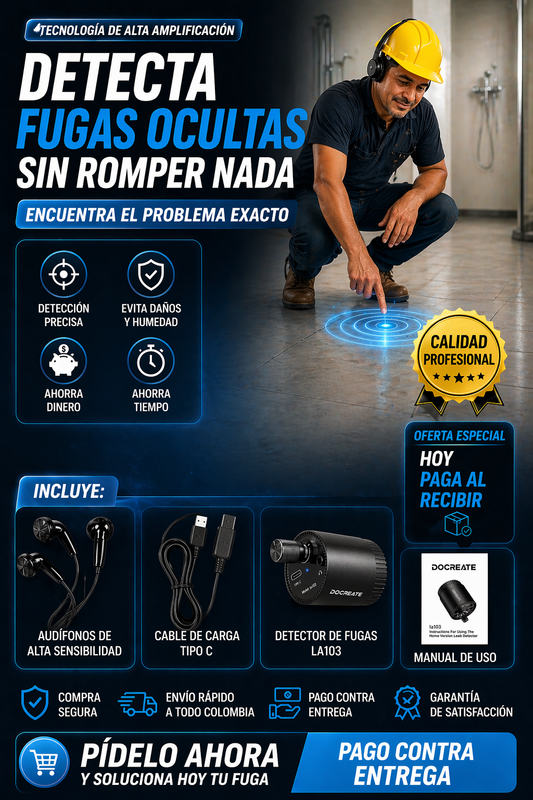 Detector Profesional de Fugas de Agua con Audífonos Carga Tipo C