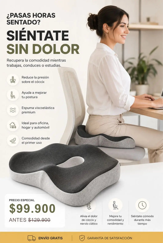 Cojín Ergonómico de Espuma Viscoelástica de Alta Densidad para Aliviar la Presión al Sentarte