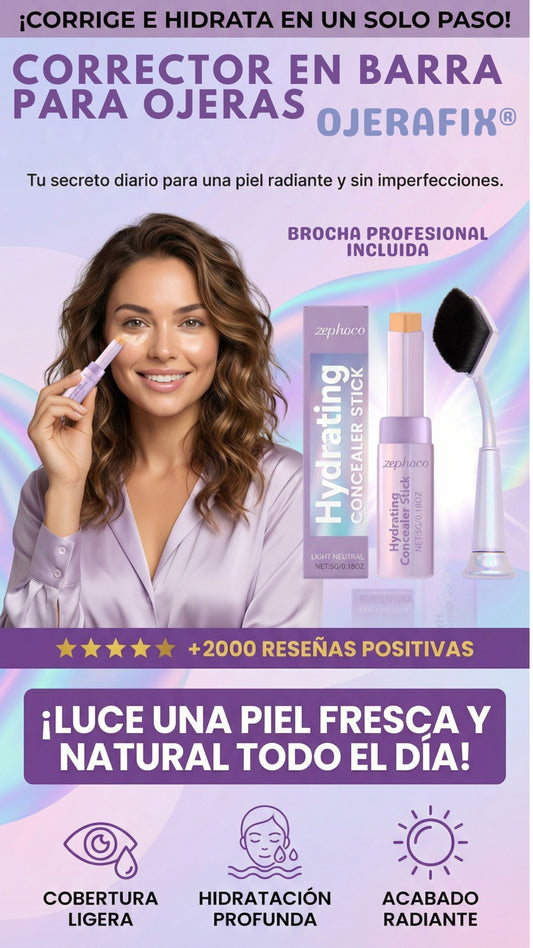 OjeraFix Corrector en Barra para Ojera | 4 Tonos + Brocha Incluida