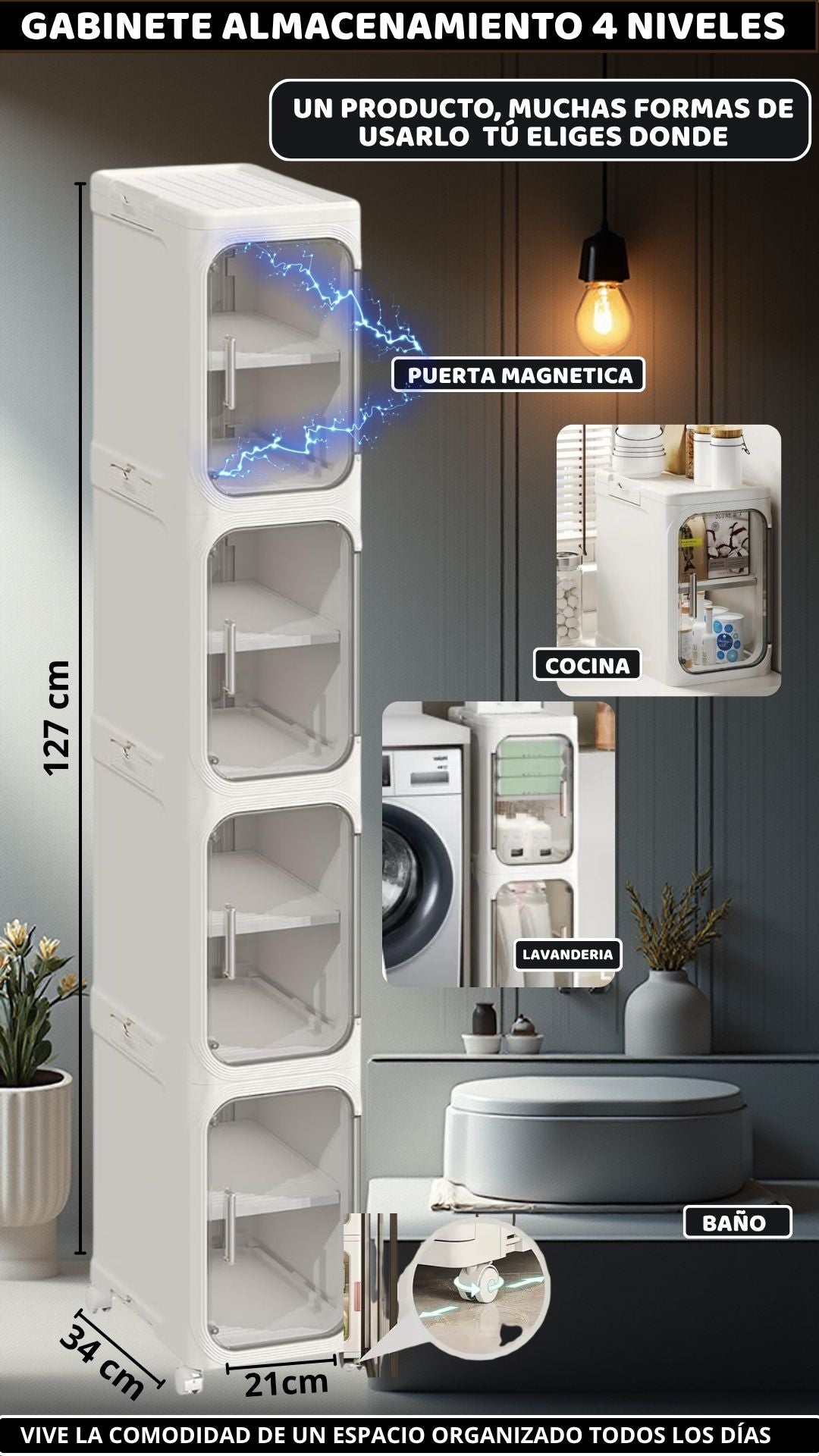 Gabinete de Almacenamiento Plegable 4 Niveles