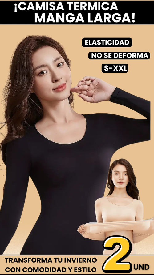 Set de 2 camisetas térmicas para mujer manga larga
