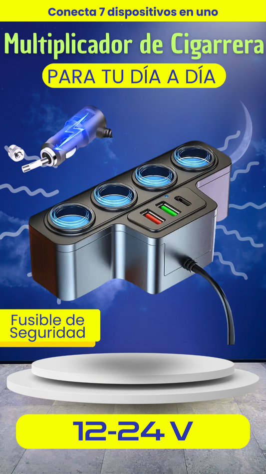 Multiplicador de Cigarrera Para Carro 7 en 1