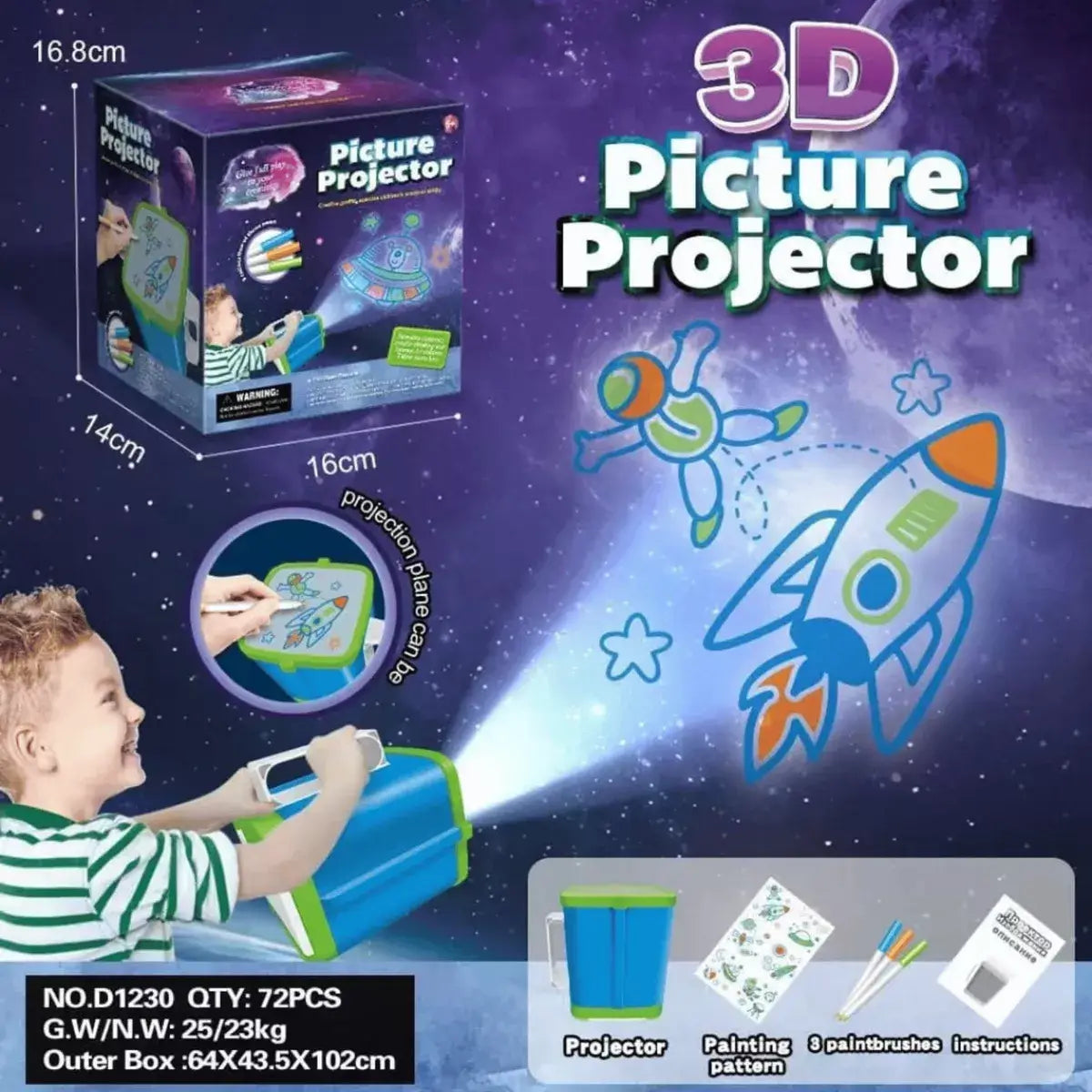 Proyector Pizarra Creativa 3D de Dibujos Infantil