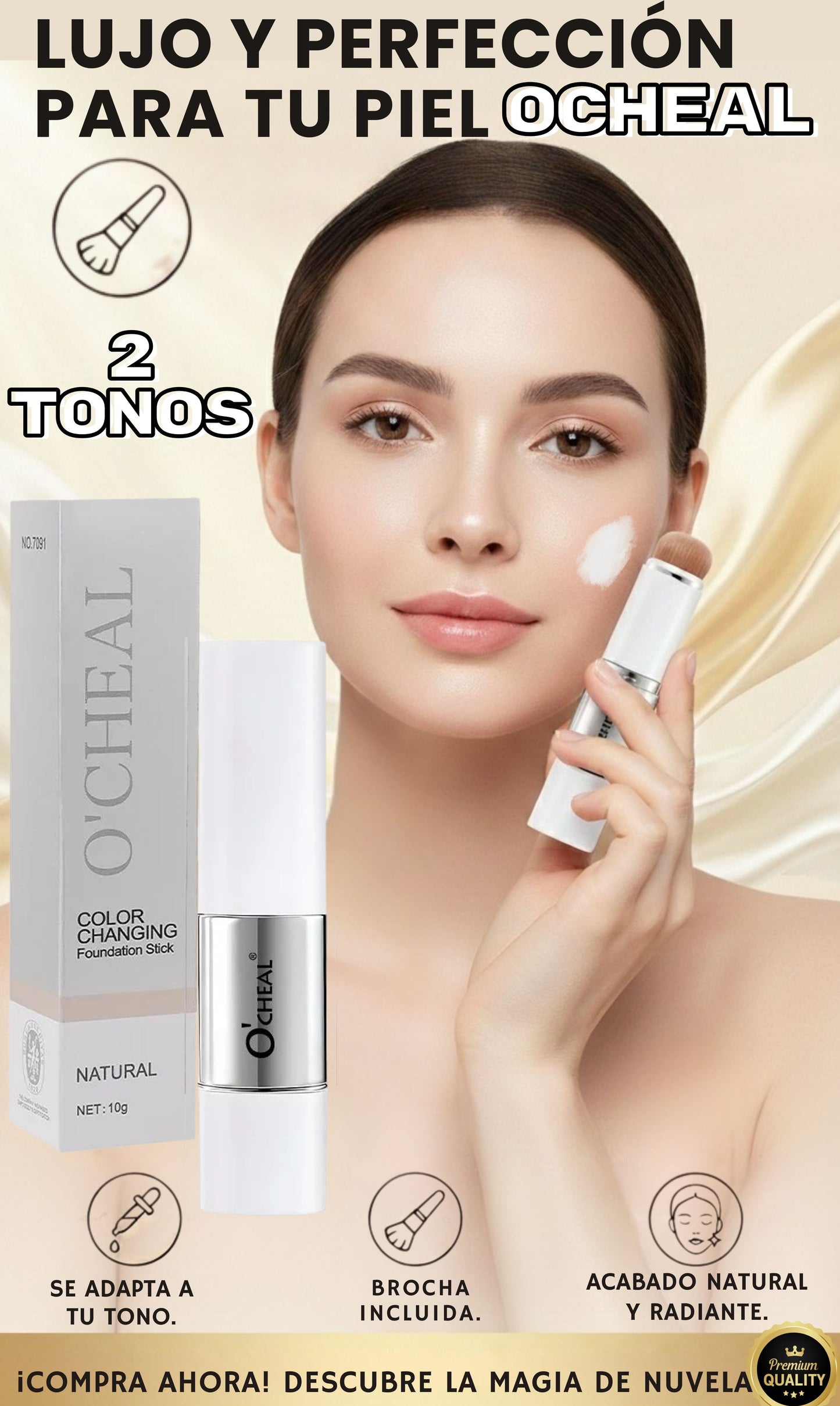 Ocheal base coreana con brocha que cambia de color