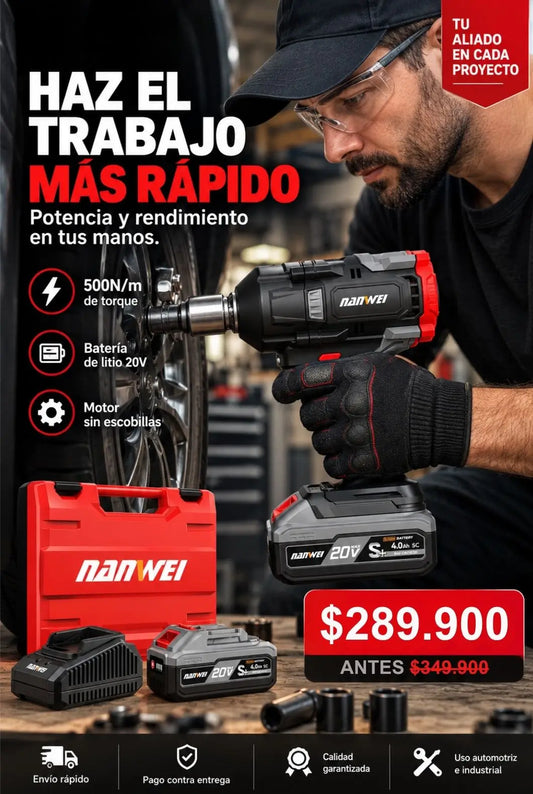 Taladro de Impacto Profesional 20V con 2 Baterías 4.0Ah y Maletín