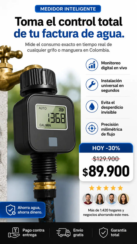 Medidor Inteligente de Flujo de Agua con Pantalla Digital LCD