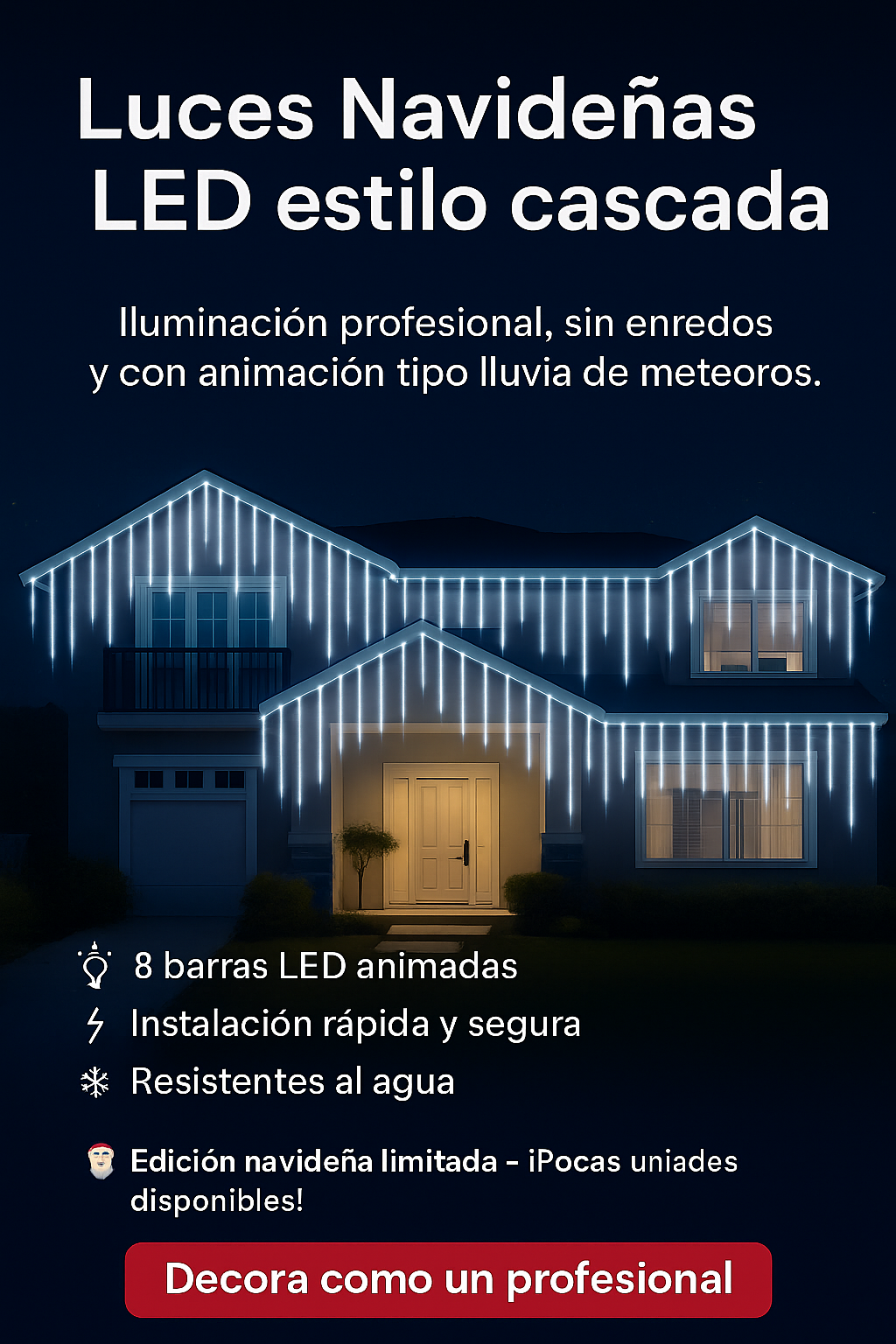 luces navideñas LED estilo cascada 50cm