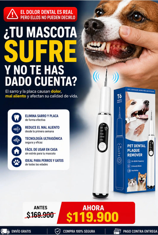 Limpiador Dental Ultrasónico para Perros y Gatos | Removedor de Sarro y Placa Dental